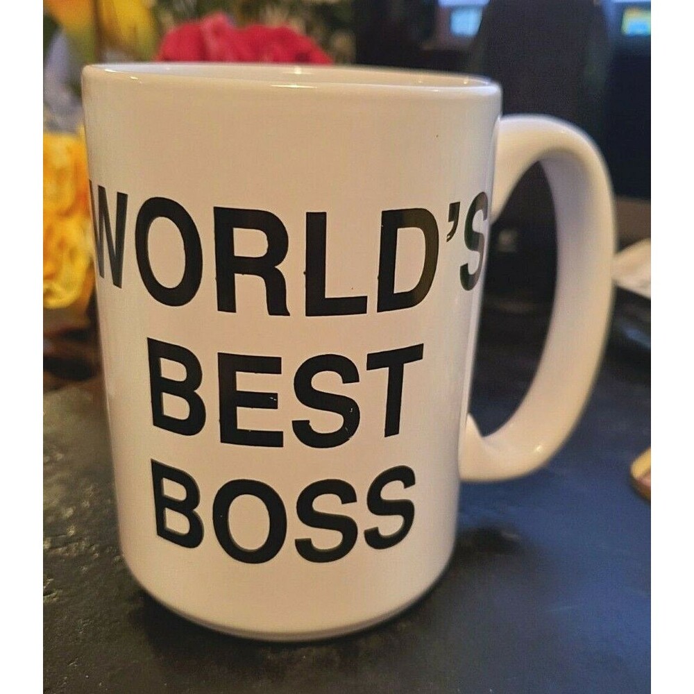 Dunder Mifflin Inc Worlds Best Boss The Office Coffee Hot Cocoa Mug 16 oz Gift